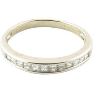 Vintage 14 Karat White Gold Princess Cut Diamond Wedding Band Size 5.75 #4253